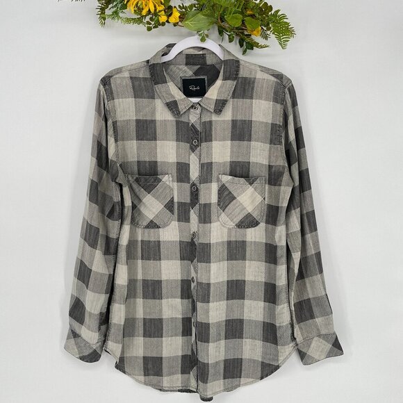 Rails Flannel Button Down Shirt Size Large Plaid Gray on Gray Super Soft - Picture 1 of 7